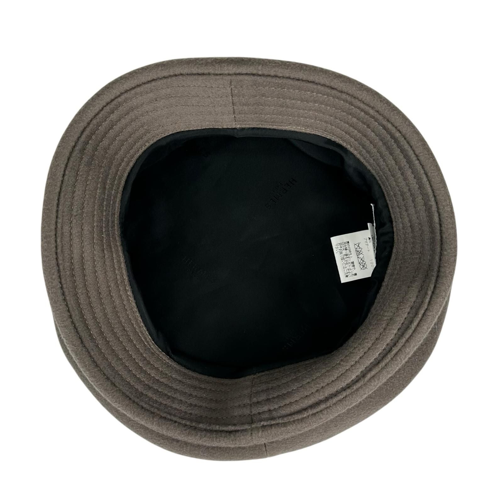 Hermes Cashmere Stitch Crochet Hat Bucket Hat Brown 56 — view 6