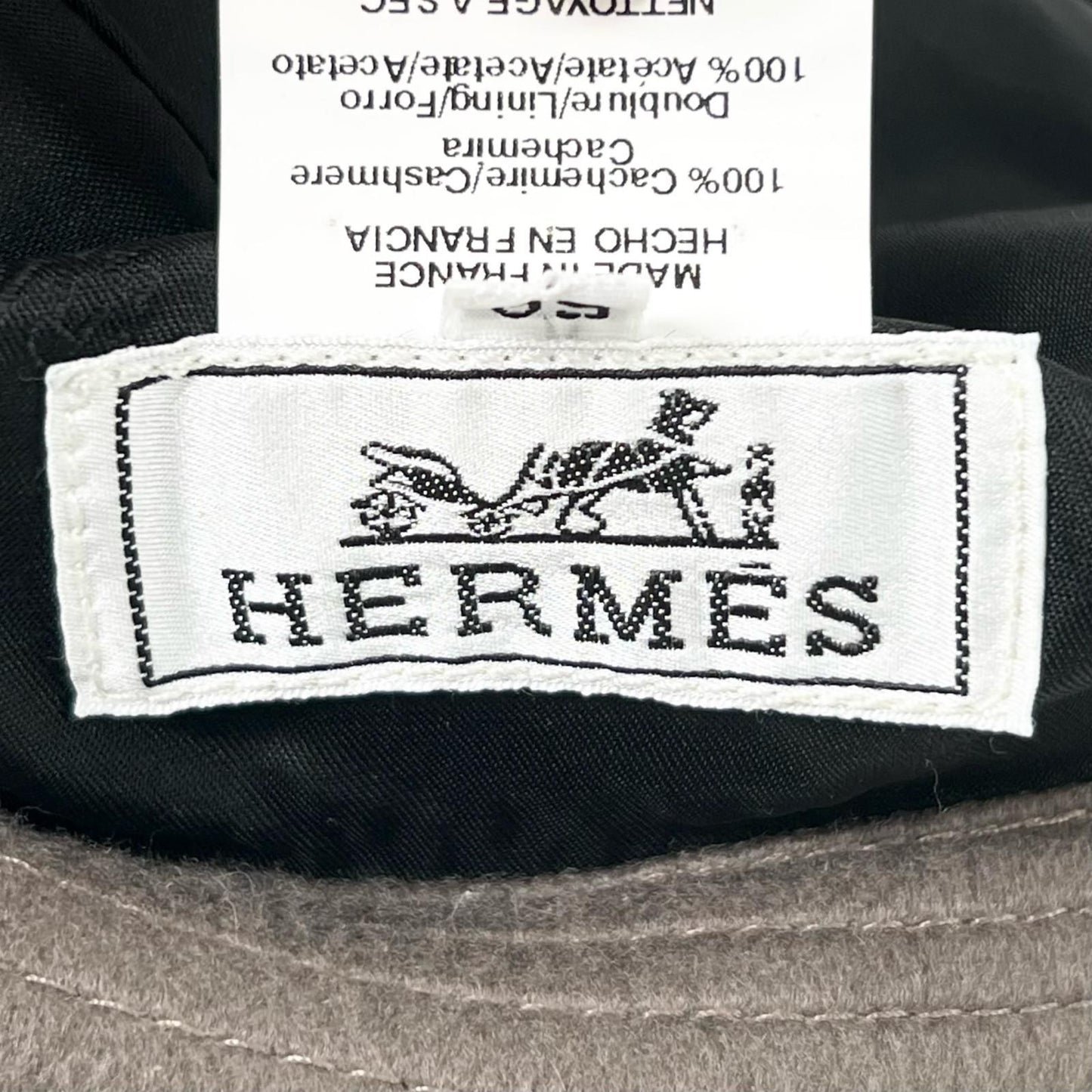 Hermes Cashmere Stitch Crochet Hat Bucket Hat Brown 56 — view 7