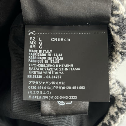 Miu Miu Wool Houndstooth Logo Embroidery Beret Gray Hat — view 9