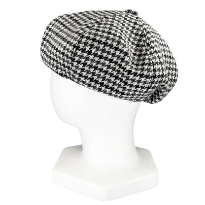 Miu Miu Wool Houndstooth Logo Embroidery Beret Gray Hat — view 3
