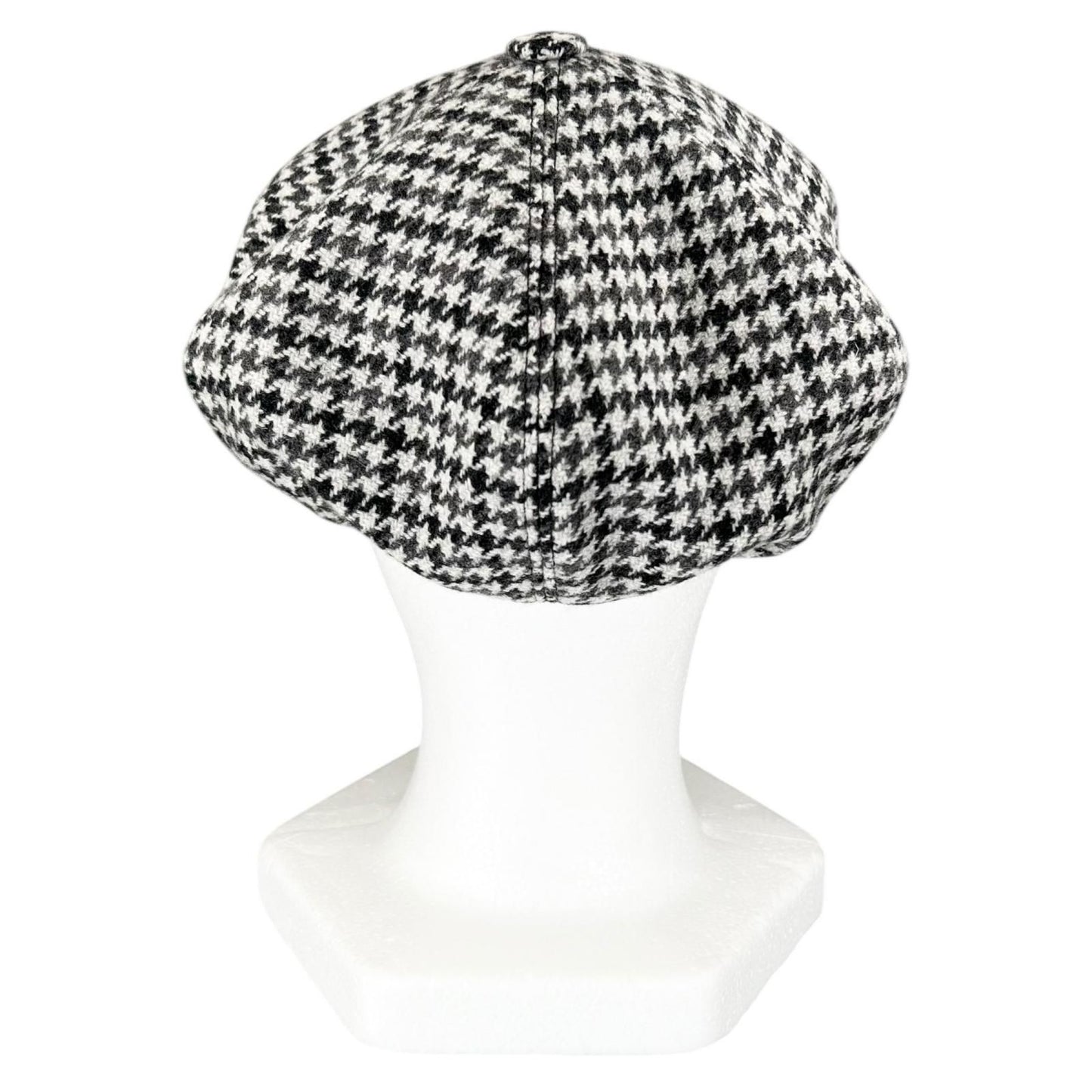 Miu Miu Wool Houndstooth Logo Embroidery Beret Gray Hat — view 4