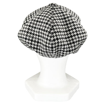 Miu Miu Wool Houndstooth Logo Embroidery Beret Gray Hat — view 4