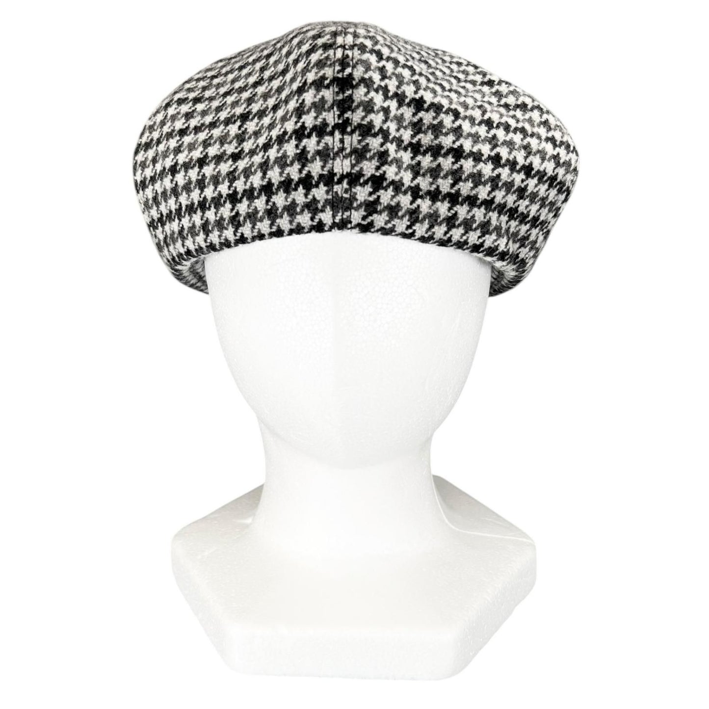 Miu Miu Wool Houndstooth Logo Embroidery Beret Gray Hat — view 2