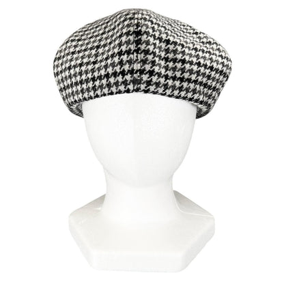 Miu Miu Wool Houndstooth Logo Embroidery Beret Gray Hat — view 2