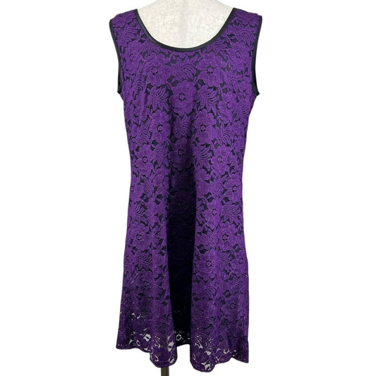 Dolce & Gabbana Floral Pattern Full Lace Dress Purple