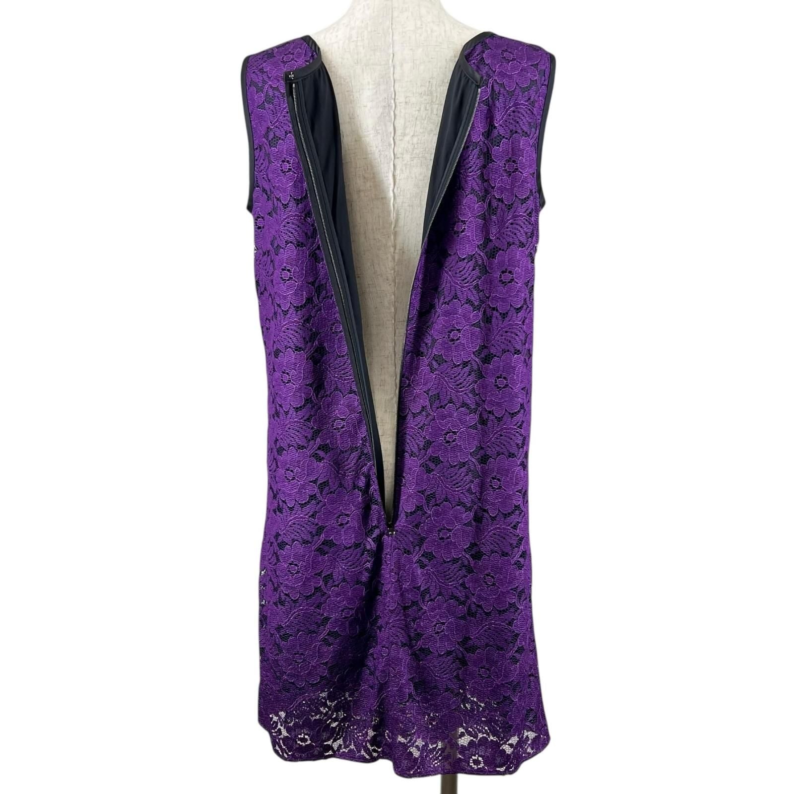 Dolce & Gabbana Floral Pattern Full Lace Dress Purple — view 4