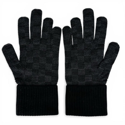 Louis Vuitton Wool Neo Petit Damier Gloves Black — view 4