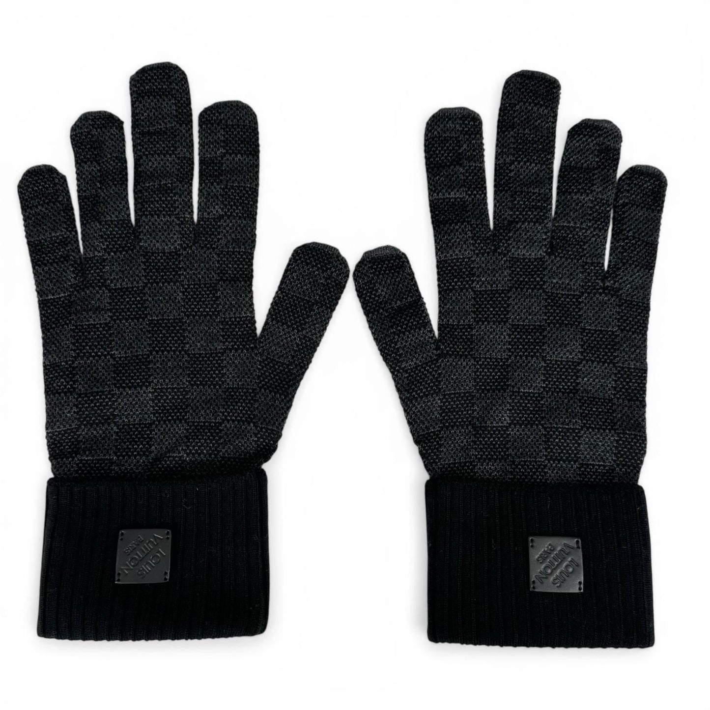Louis Vuitton Wool Neo Petit Damier Gloves Black — view 3