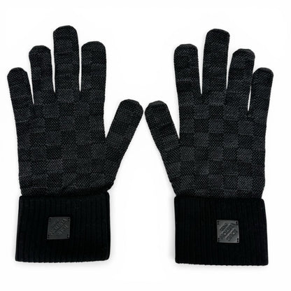 Louis Vuitton Wool Neo Petit Damier Gloves Black — view 3
