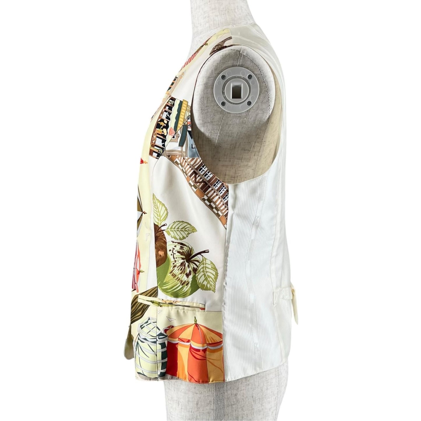 Hermes Vintage Martin Margiela Era Normandy Coast Charm Silk 100% Vest Multicolo — view 4