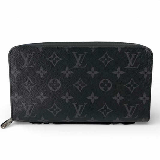 Louis Vuitton Zippy XL Monogram Eclipse Canvas Round Zip Organizer Wallet Black