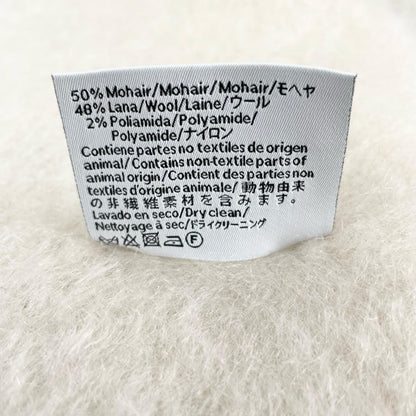Loewe Mohair Wool Anagram Leather Patch Fringe Scarf Ivory — view 7