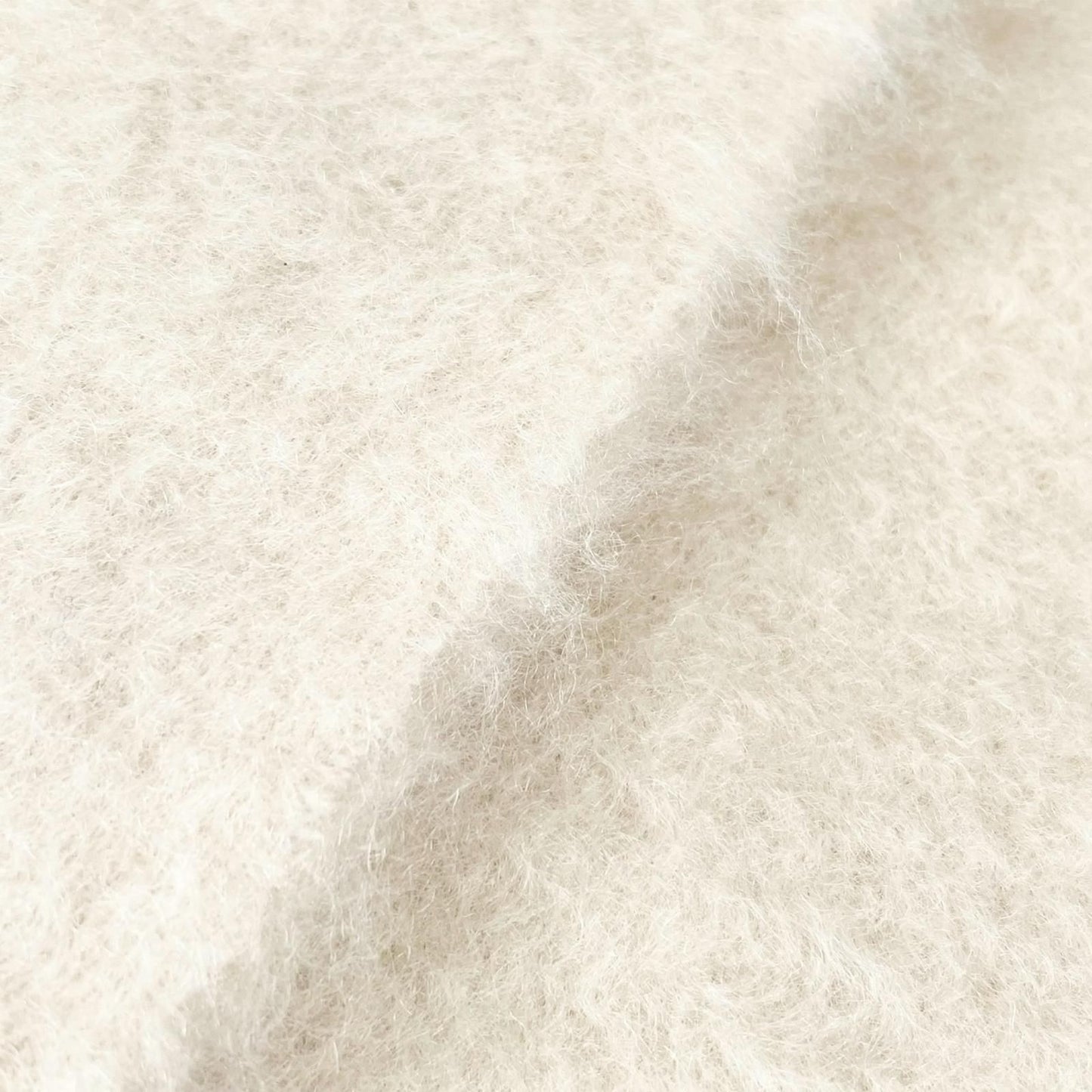 Loewe Mohair Wool Anagram Leather Patch Fringe Scarf Ivory — view 3