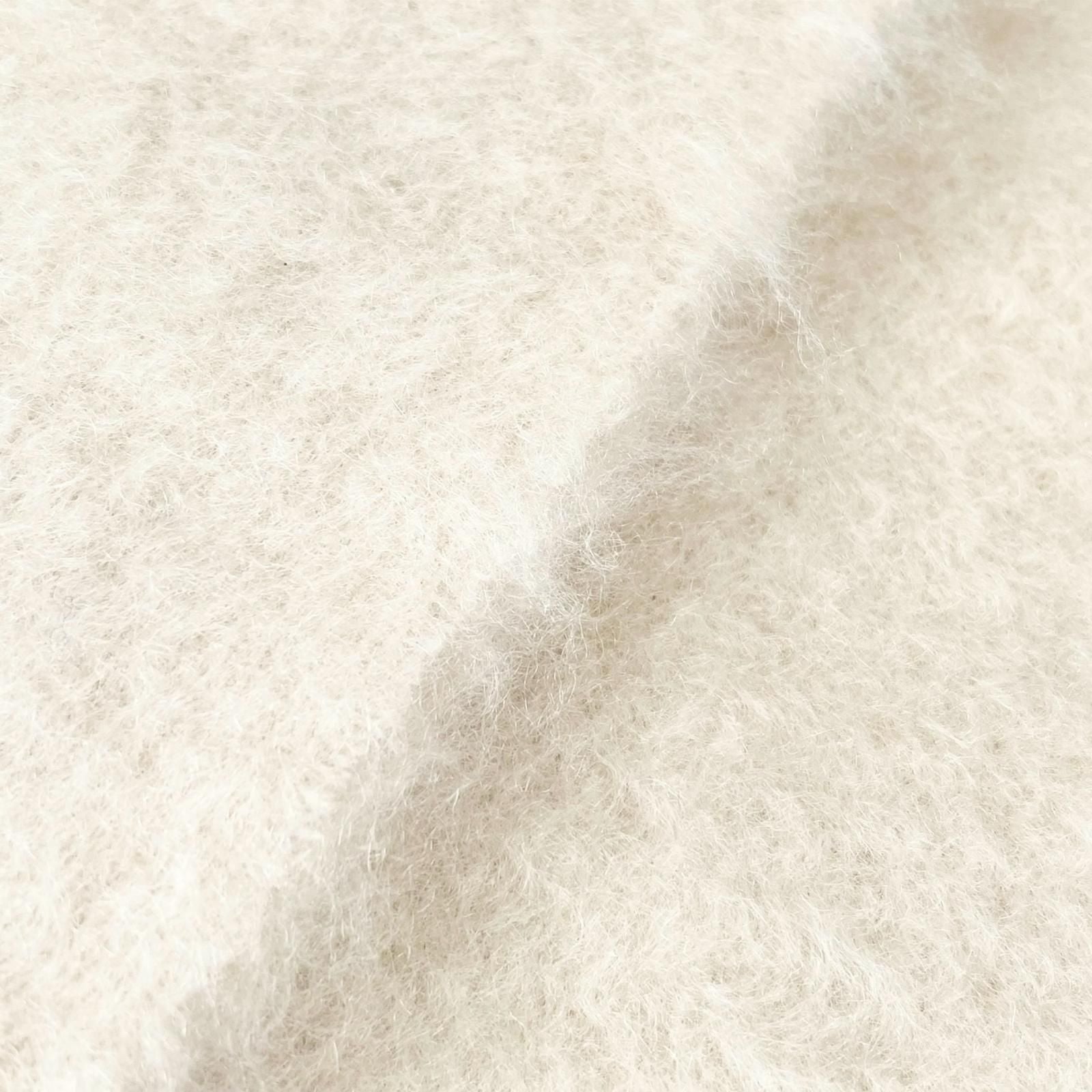 Loewe Mohair Wool Anagram Leather Patch Fringe Scarf Ivory — view 3