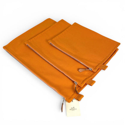 Hermes Bora Cotton 100% Logo Set Pouch Orange — view 2