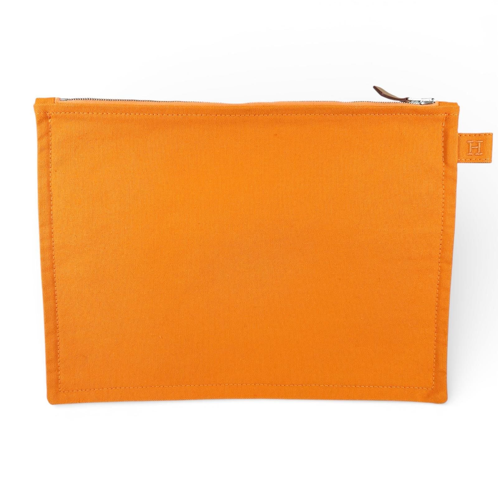 Hermes Bora Cotton 100% Logo Set Pouch Orange — view 9