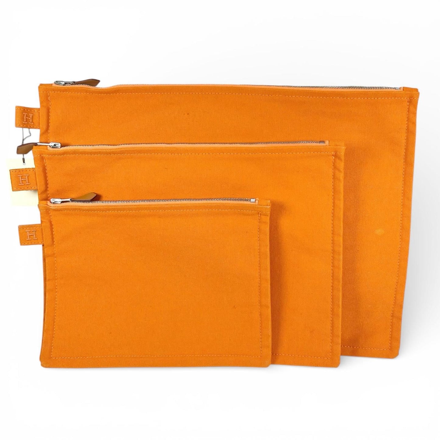 Hermes Bora Cotton 100% Logo Set Pouch Orange