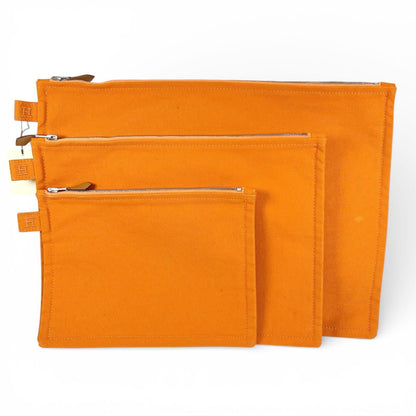 Hermes Bora Cotton 100% Logo Set Pouch Orange