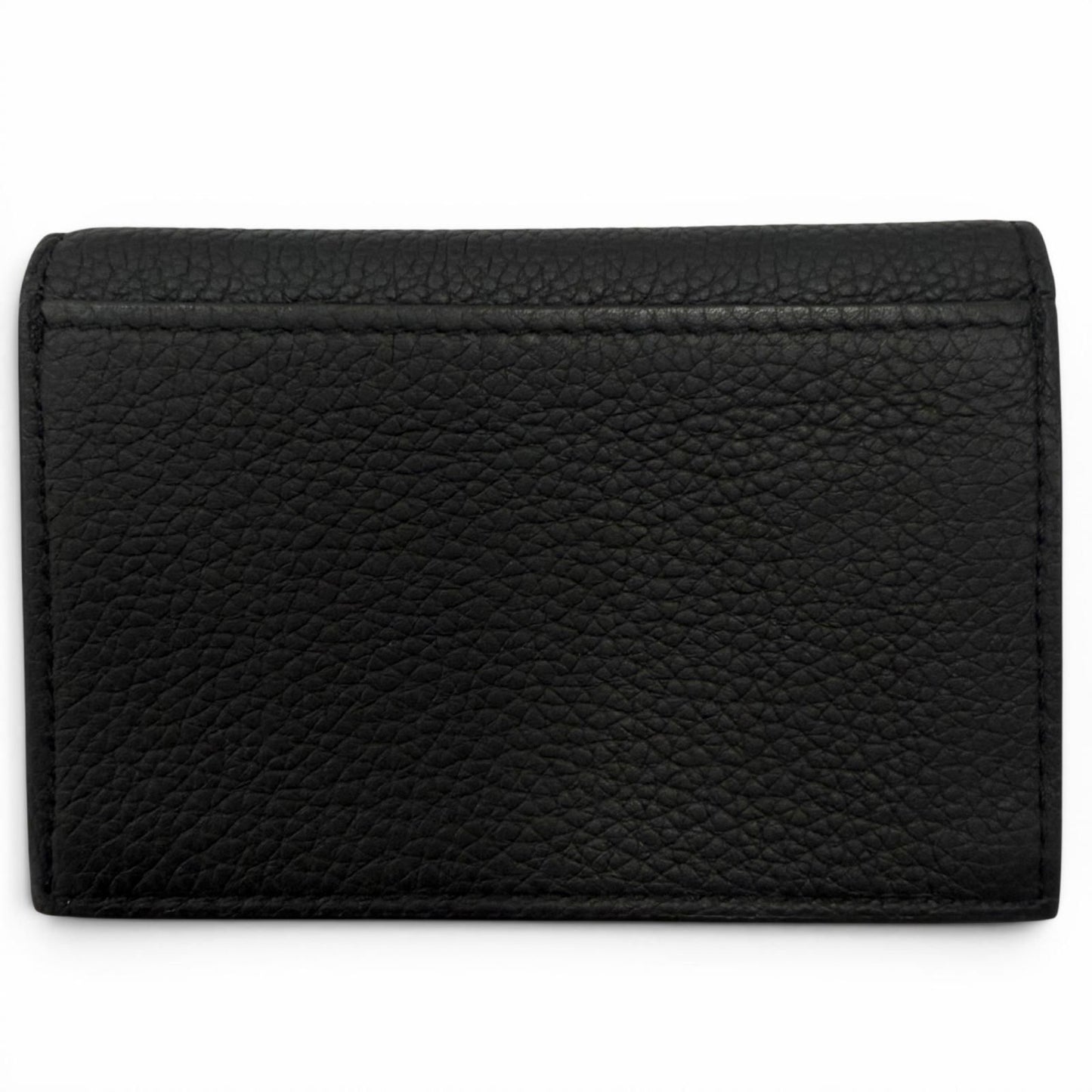 Fendi Leather Logo Bifold Business Card Holder Case Black Gunmetallic Recommende — view 2