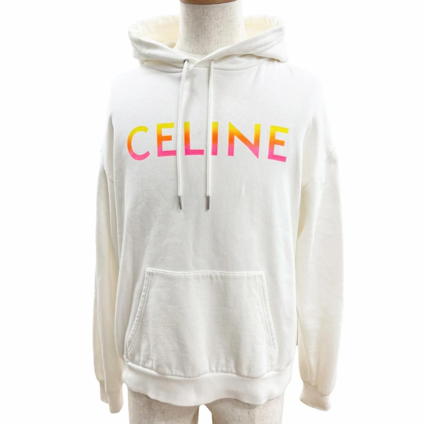 Celine Gradient Logo Loose Day Pullover Hoodie White