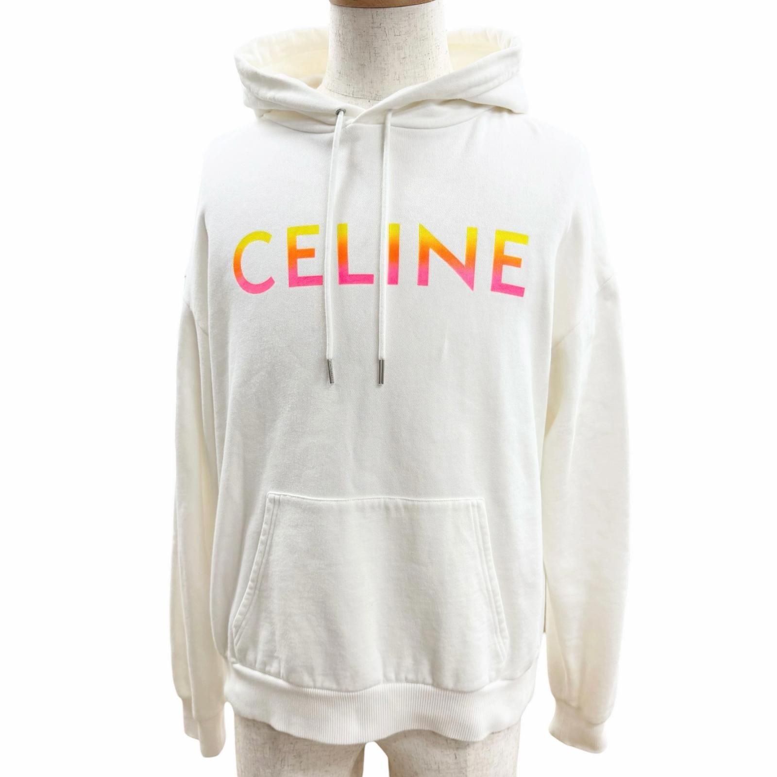 Celine Gradient Logo Loose Day Pullover Hoodie White