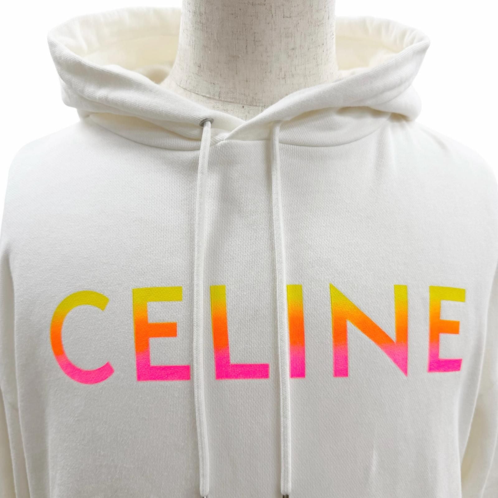 Celine Gradient Logo Loose Day Pullover Hoodie White — view 2