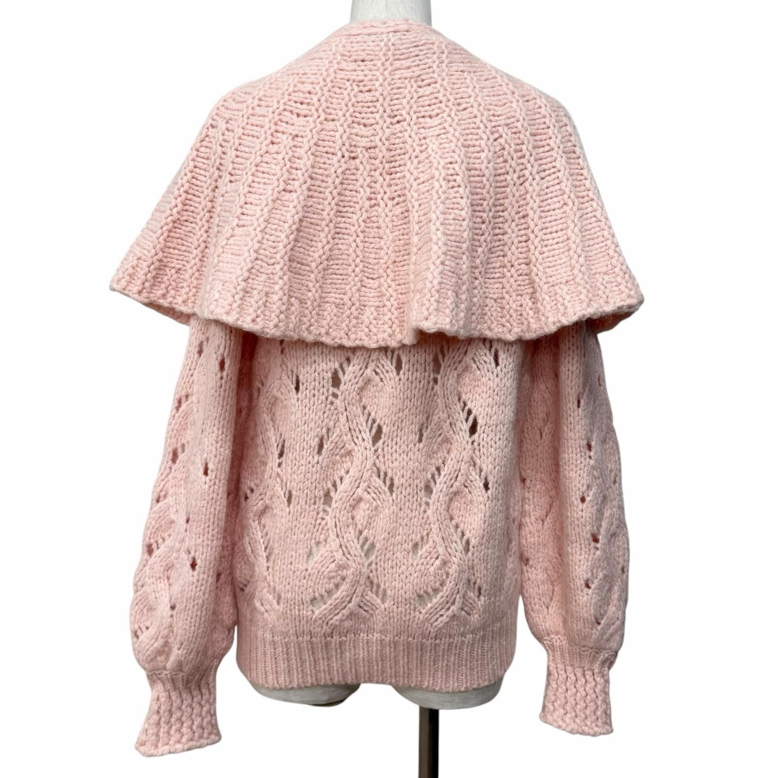 Chanel Wool Alpaca Blend with Cape Line Stone CC Logo Key Knit Pink 40 — view 3