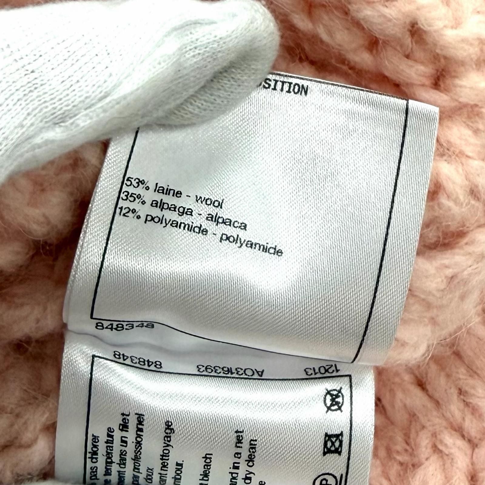 Chanel Wool Alpaca Blend with Cape Line Stone CC Logo Key Knit Pink 40 — view 8