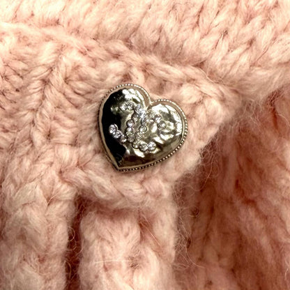 Chanel Wool Alpaca Blend with Cape Line Stone CC Logo Key Knit Pink 40 — view 5