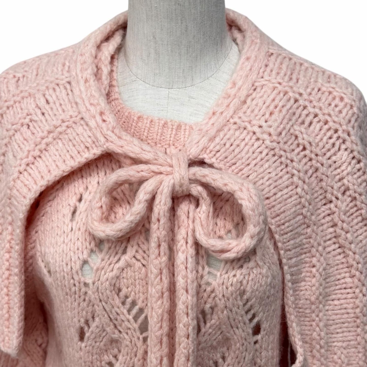 Chanel Wool Alpaca Blend with Cape Line Stone CC Logo Key Knit Pink 40 — view 4