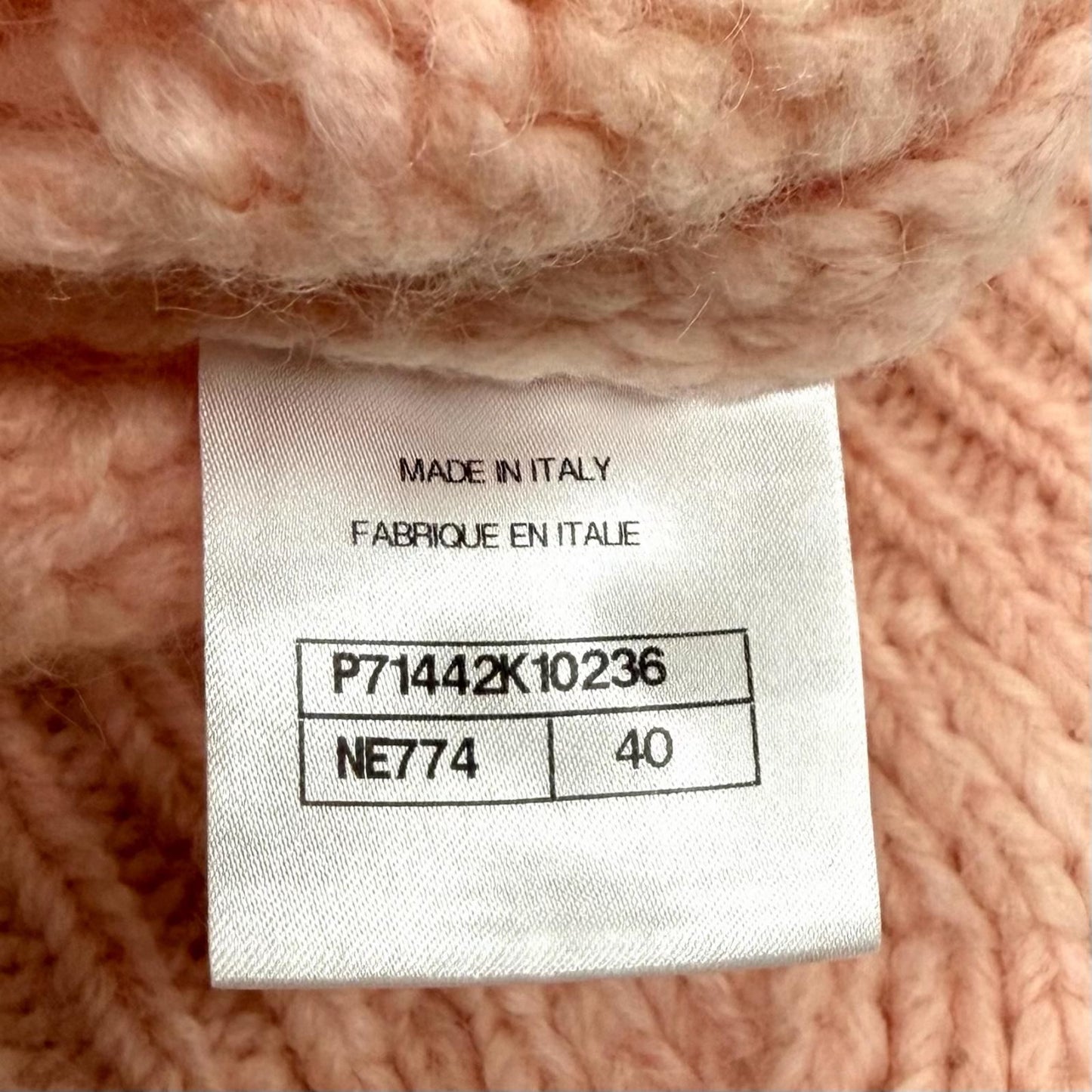 Chanel Wool Alpaca Blend with Cape Line Stone CC Logo Key Knit Pink 40 — view 7