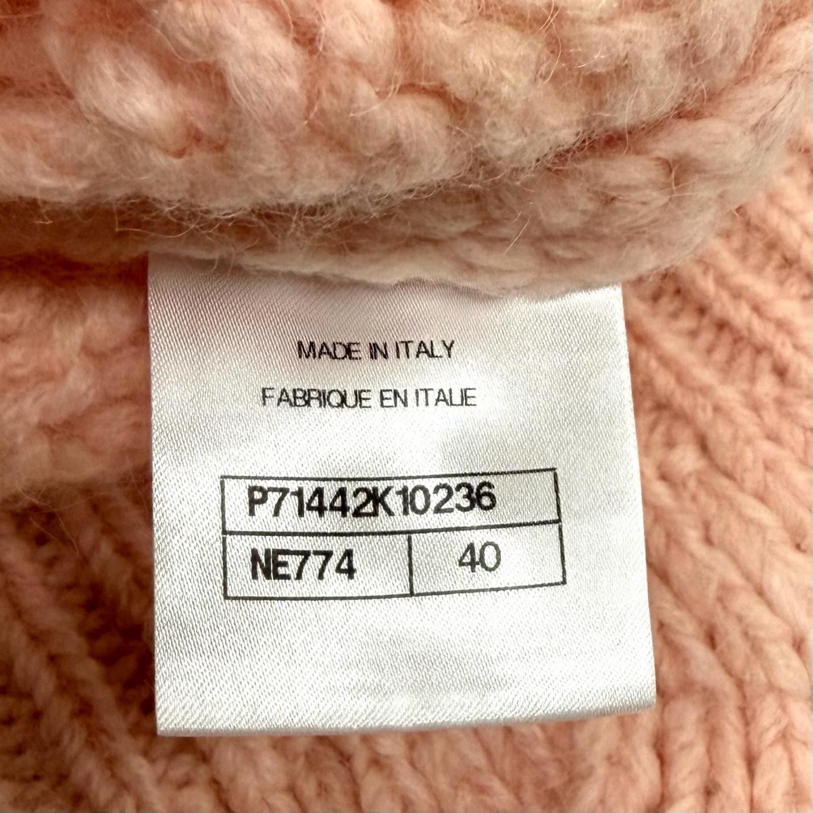 Chanel Wool Alpaca Blend with Cape Line Stone CC Logo Key Knit Pink 40 — view 7
