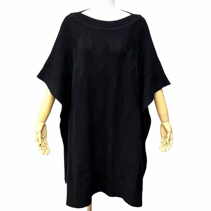 Hermes Wool Motif Knit Poncho Black 34