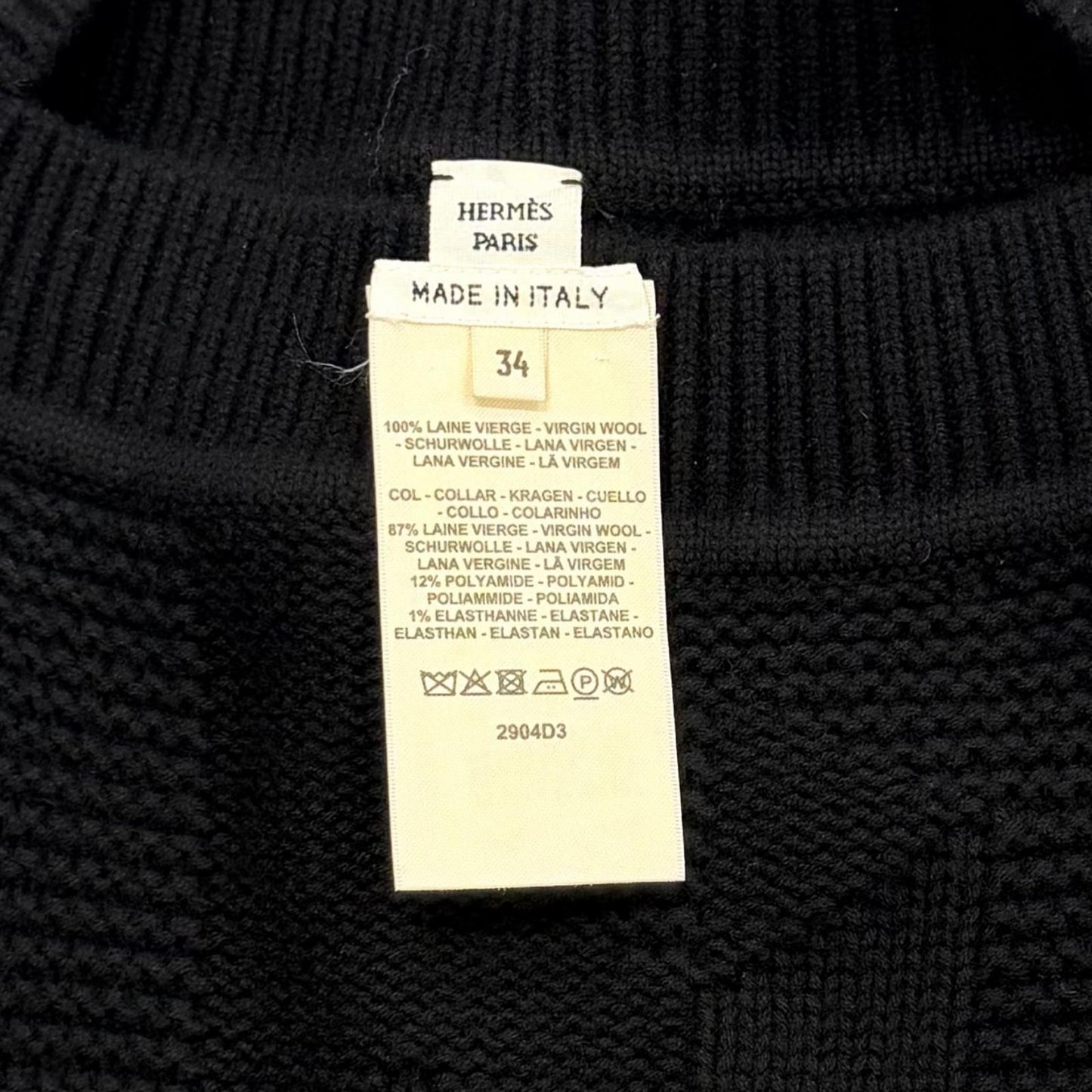 Hermes Wool Motif Knit Poncho Black 34 — view 6