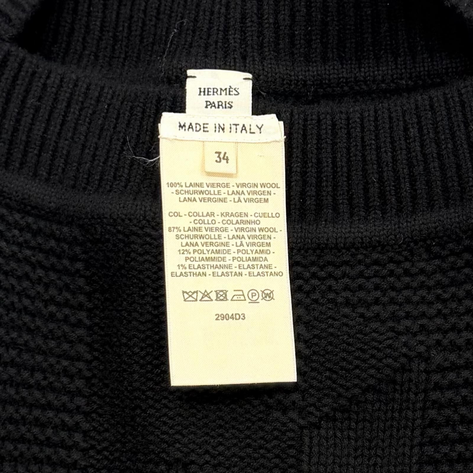 Hermes Wool Motif Knit Poncho Black 34 — view 6