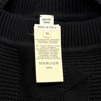 Hermes Wool Motif Knit Poncho Black 34 — view 6