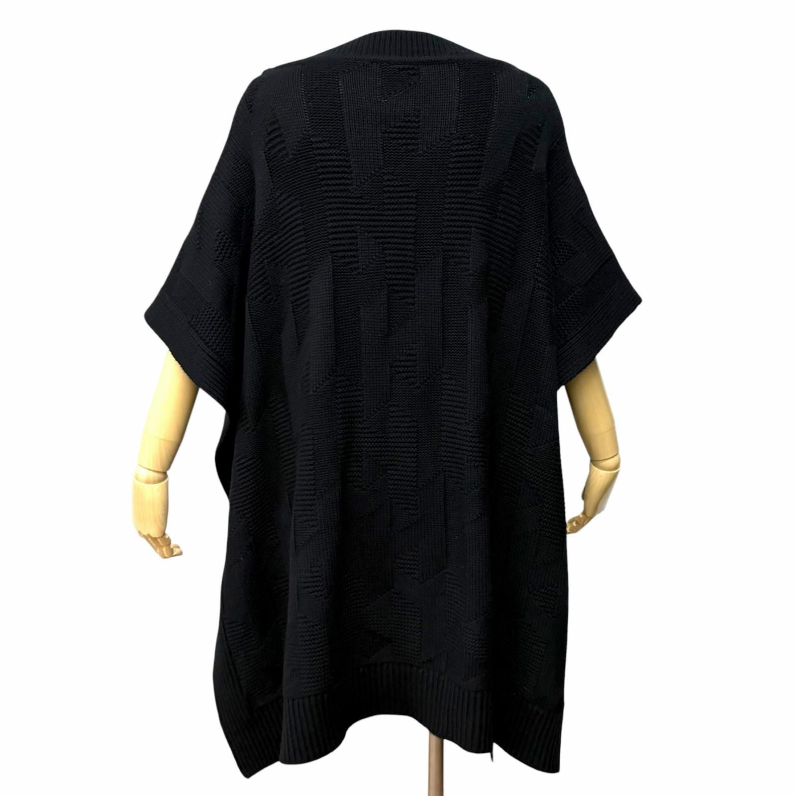 Hermes Wool Motif Knit Poncho Black 34 — view 3