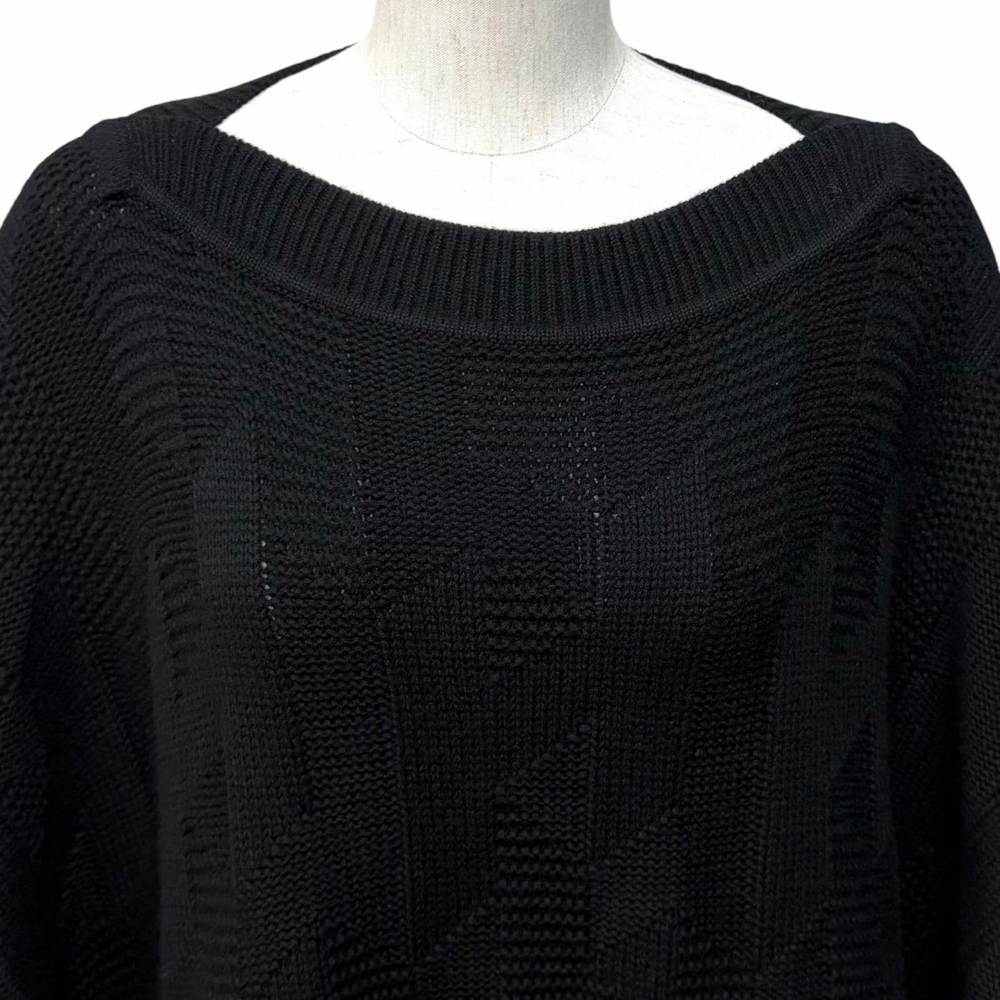 Hermes Wool Motif Knit Poncho Black 34 — view 4