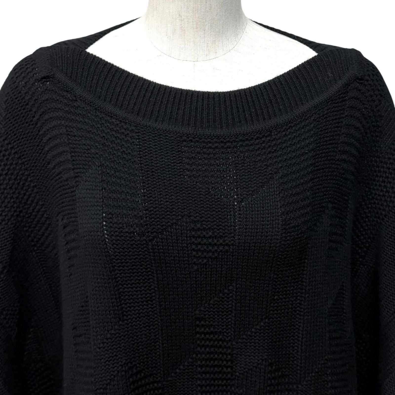 Hermes Wool Motif Knit Poncho Black 34 — view 4