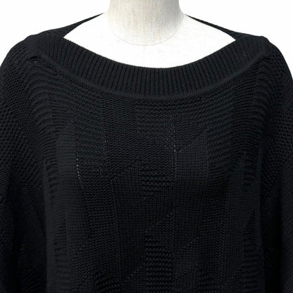 Hermes Wool Motif Knit Poncho Black 34 — view 4