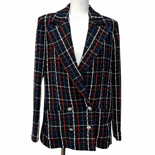 Chanel CC Logo Buttoned Double Breasted Tweed Jacket Multi 38