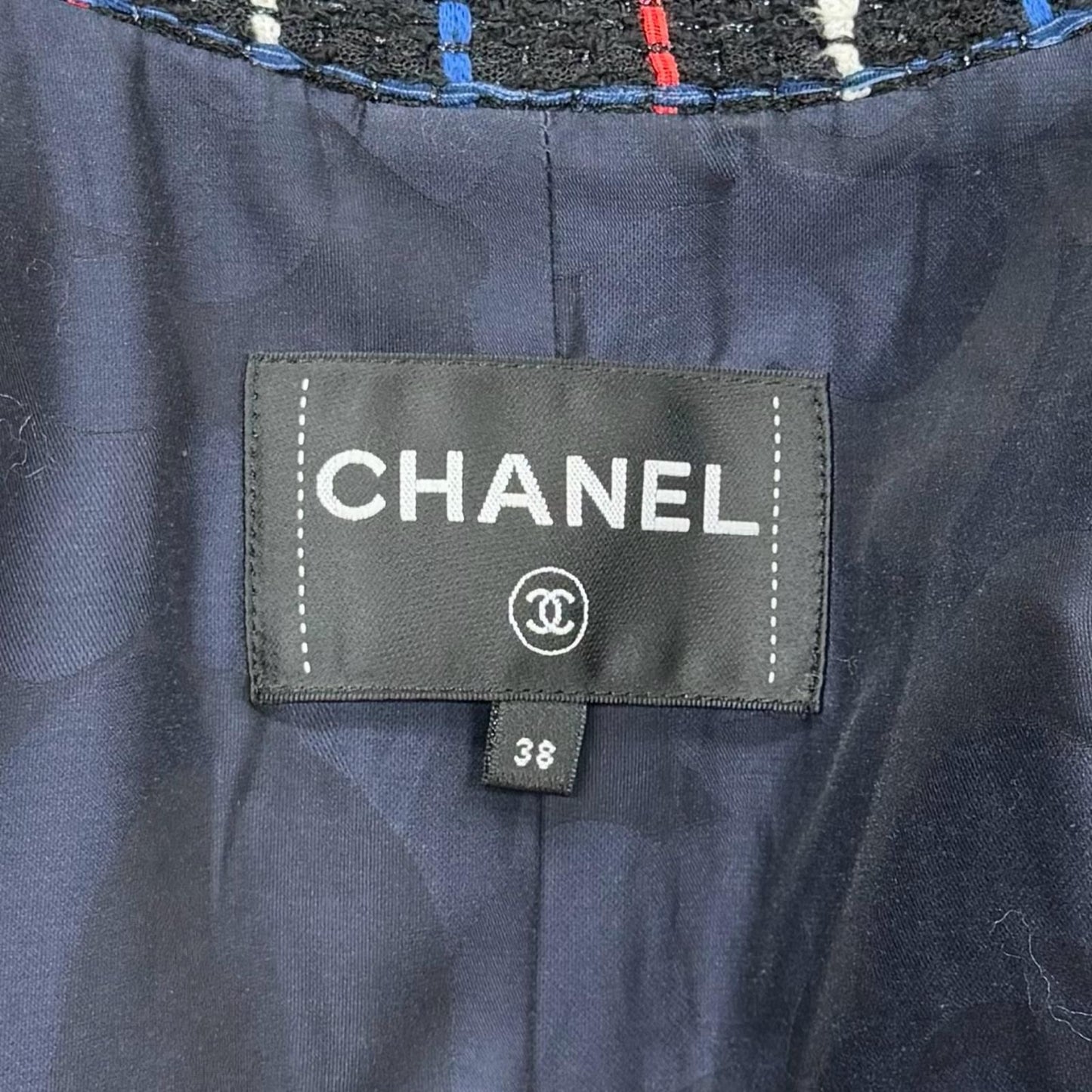 Chanel CC Logo Buttoned Double Breasted Tweed Jacket Multi 38 — view 7