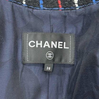Chanel CC Logo Buttoned Double Breasted Tweed Jacket Multi 38 — view 7