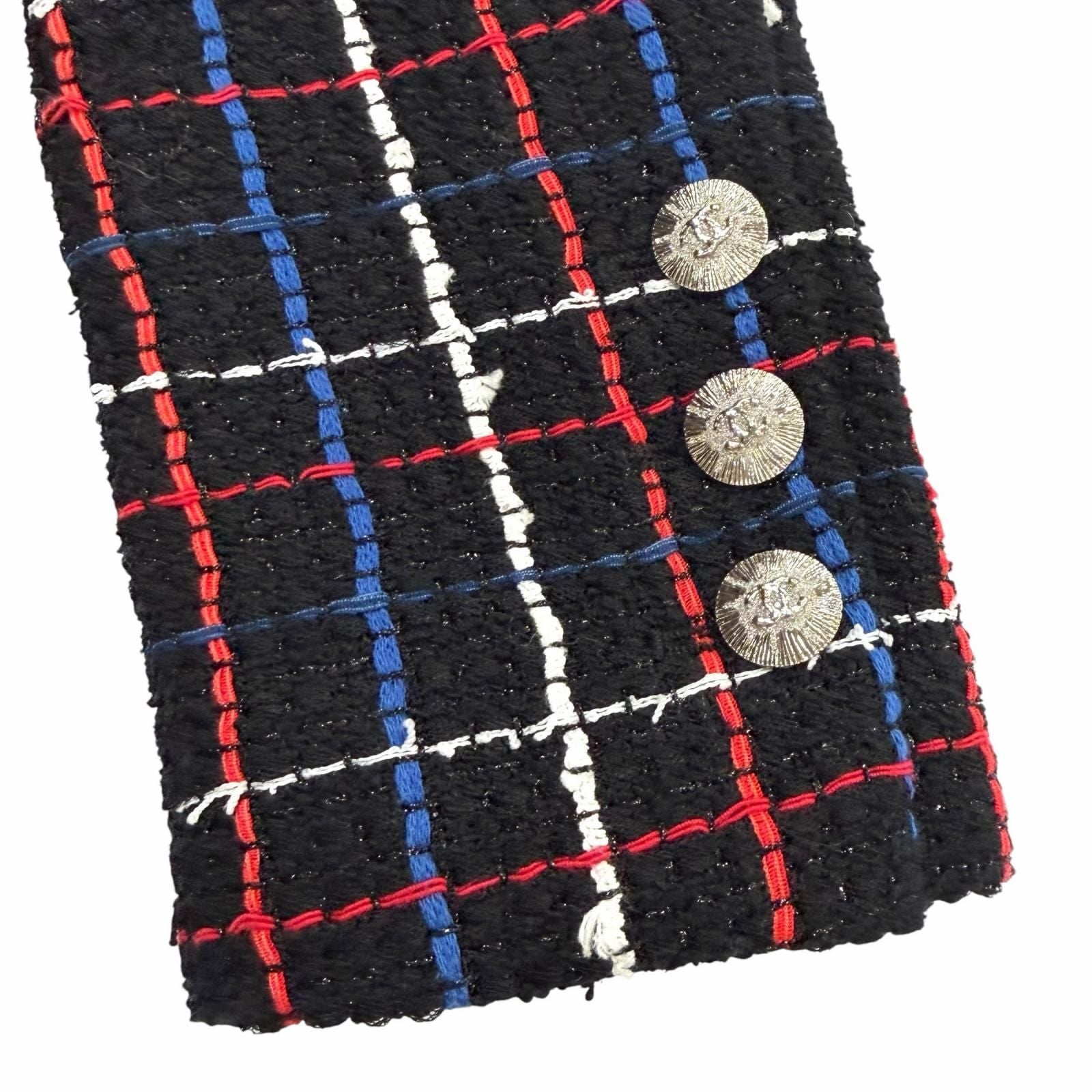 Chanel CC Logo Buttoned Double Breasted Tweed Jacket Multi 38 — view 6