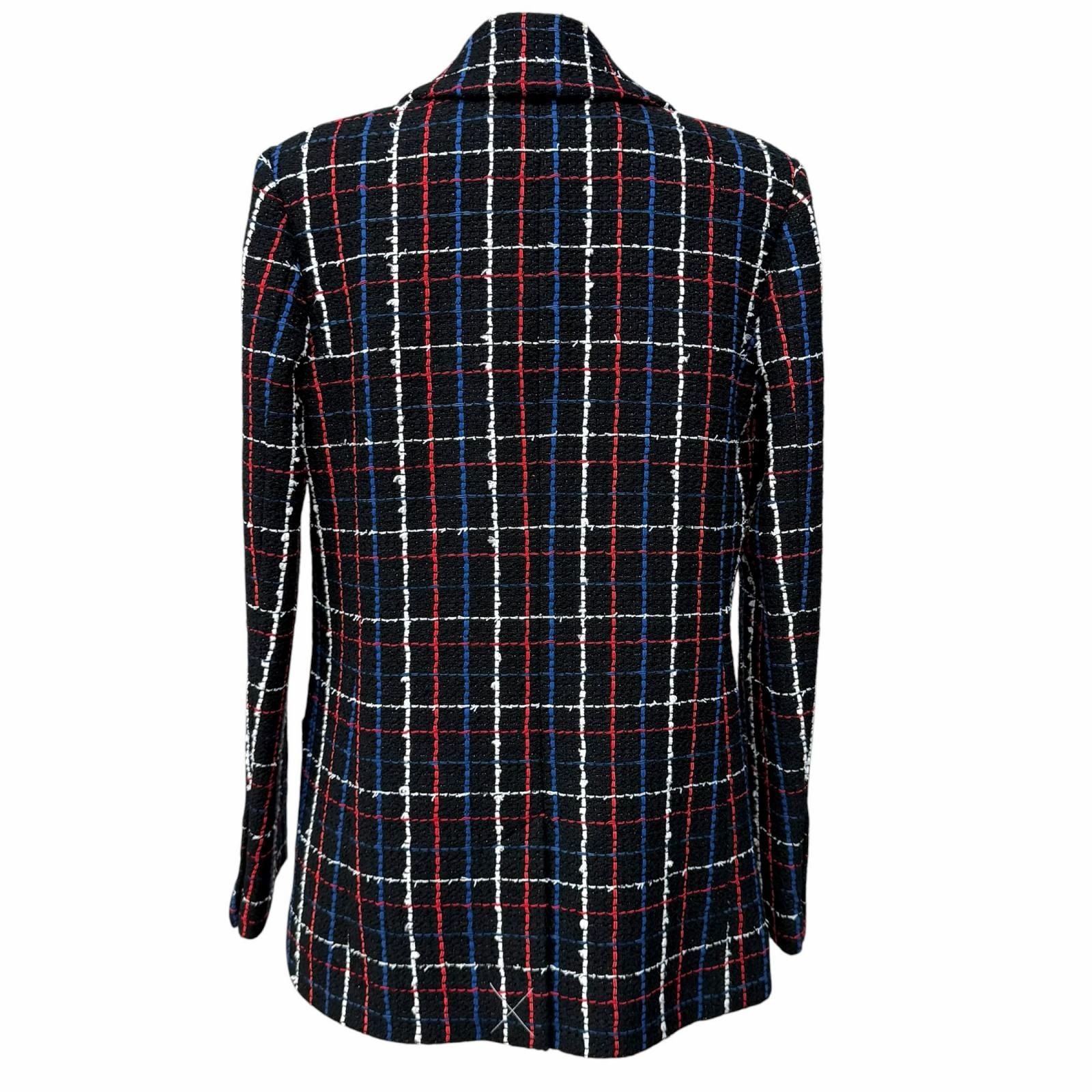 Chanel CC Logo Buttoned Double Breasted Tweed Jacket Multi 38 — view 3