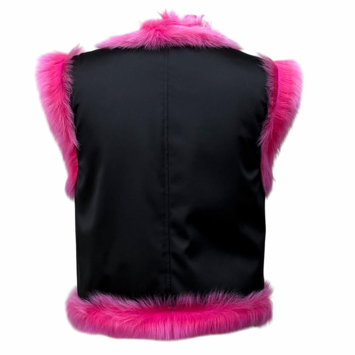 Chanel Reversible CC Logo Button Zip UP Lamfa Vest Pink Black 36 — view 7