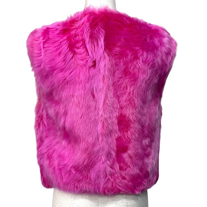 Chanel Reversible CC Logo Button Zip UP Lamfa Vest Pink Black 36 — view 4