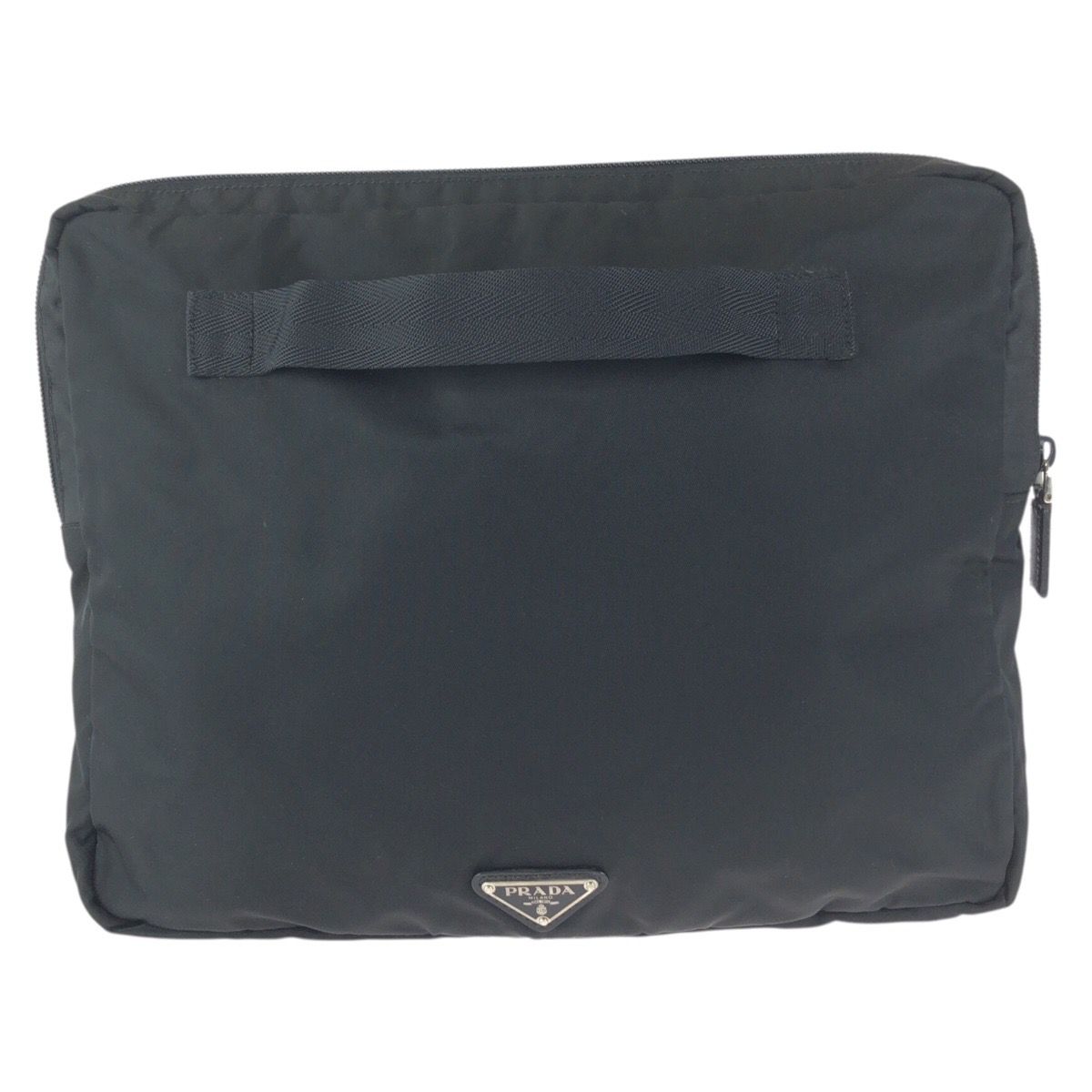 Prada Tessuto Black Silver Nylon Clutch PC Case
