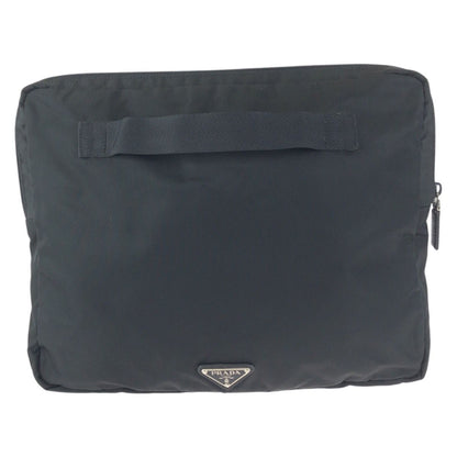 Prada Tessuto Black Silver Nylon Clutch PC Case