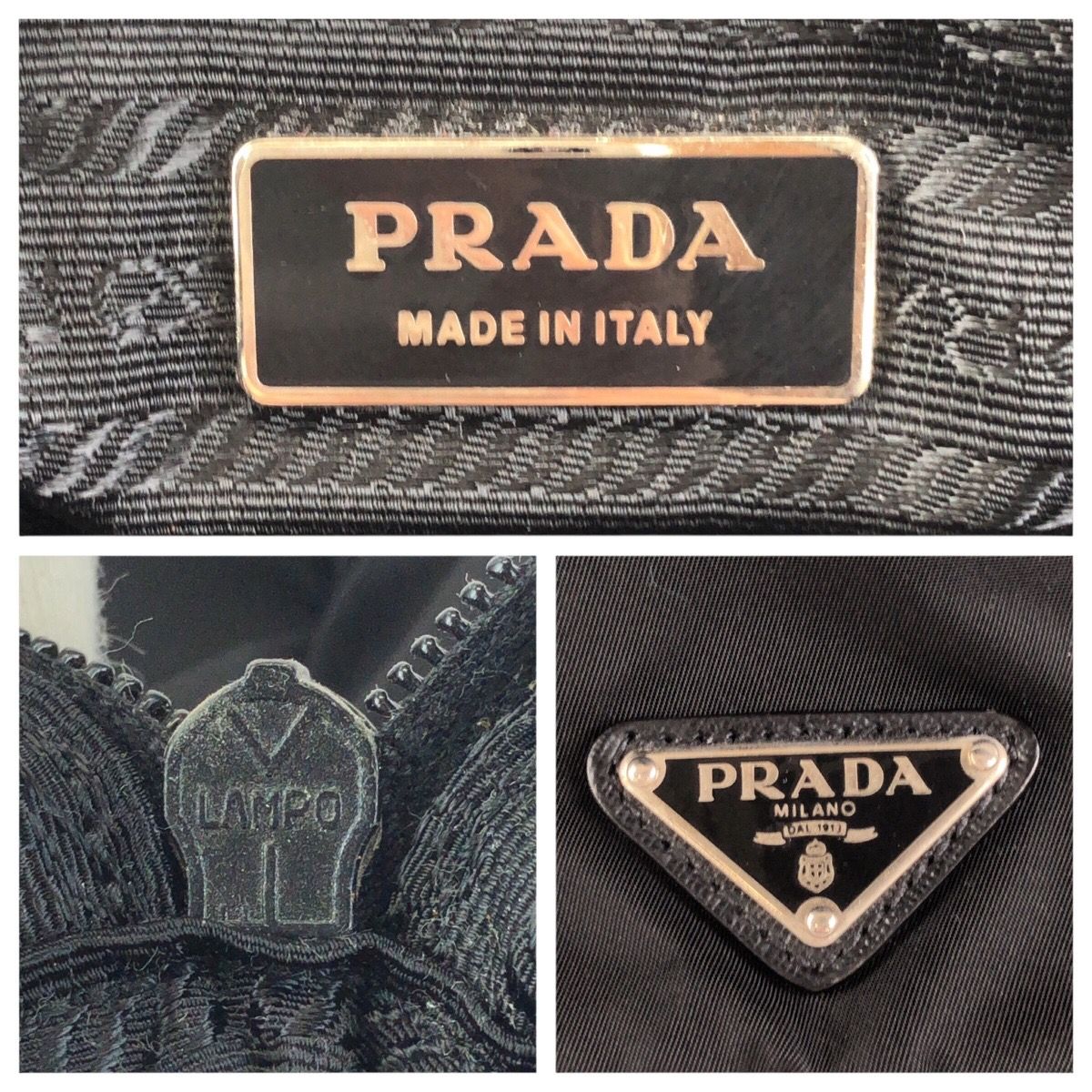Prada Tessuto Black Silver Nylon Clutch PC Case — view 4